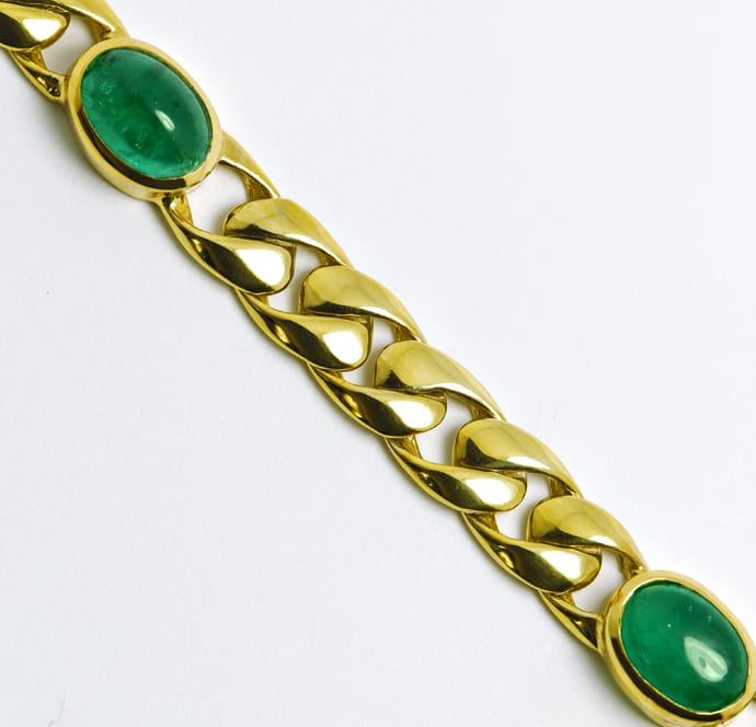 Foto 1 - Flachpanzer-Armband Spitzen-Smaragde Gelbgold, R1203