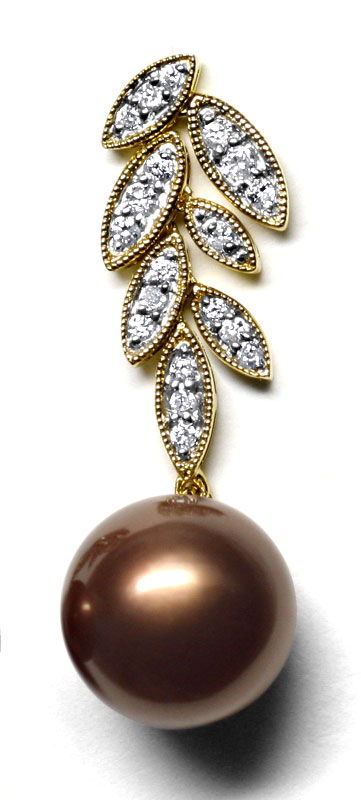 Foto 2 - Original Schoko Tahiti Perlen Brillantohrgehänge, S1061