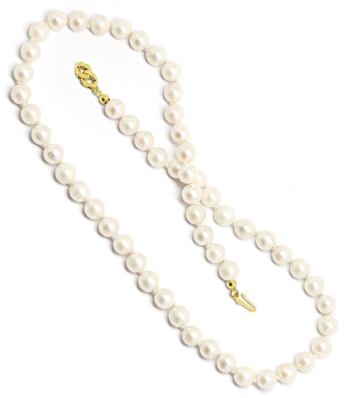 Foto 5 - Schicke Perlenkette 46cm 7,5mm Gold-Schloß, S5149