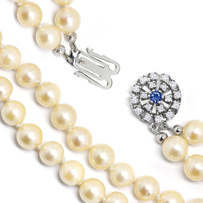 Foto 2 - Prachtvolle Perlenkette Saphir-Diamant-Schloss, S5557