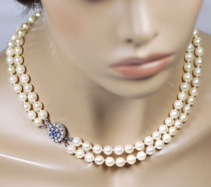 Foto 5 - Prachtvolle Perlenkette Saphir-Diamant-Schloss, S5557